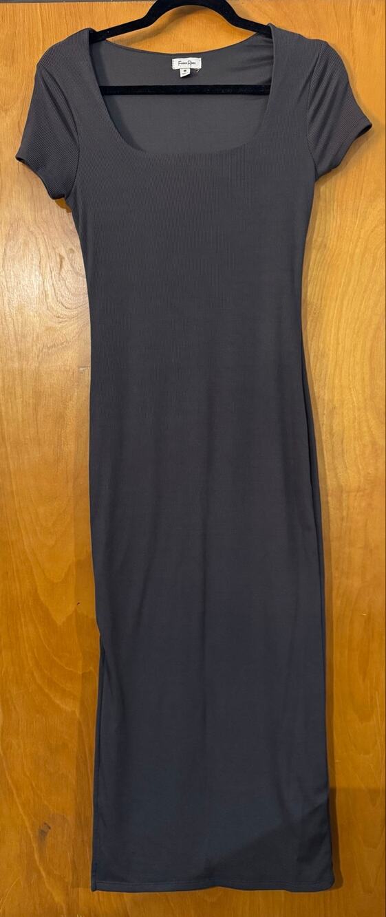 Faded Rose Ribbed Square Neck Maxi Dress Medium Casual Chic Slinky Effortless